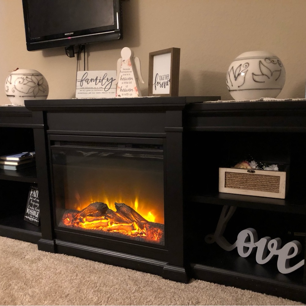TV stand with fireplace and heater